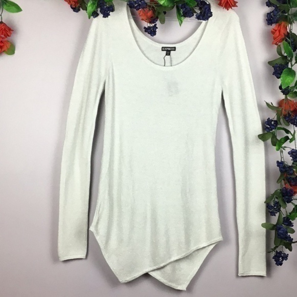 NWT EXPRESS Asymmetrical Shimmer Metallic Top Tunic Shirt Medium